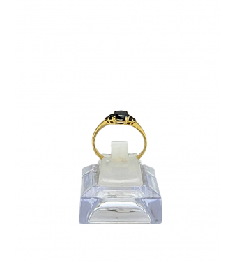 Piękny złoty pierścionek z czarnymi cyrkoniami, złoto próby 585, 14k