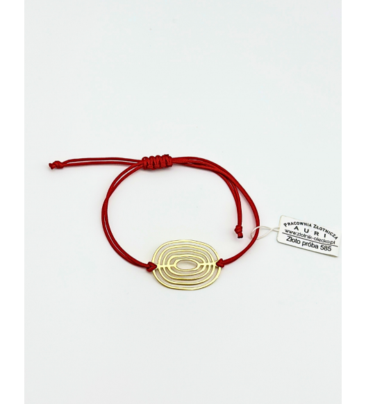 Bransoletka sznurkowa z zawieszką ze złota 585 – regulowana, ręcznie robiona | Auri Złotnik