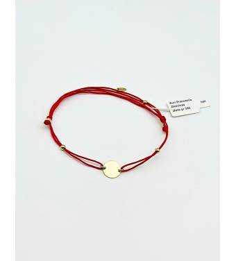 Bransoletka sznurkowa z zawieszką ze złota 585 – regulowana, ręcznie robiona | Auri Złotnik