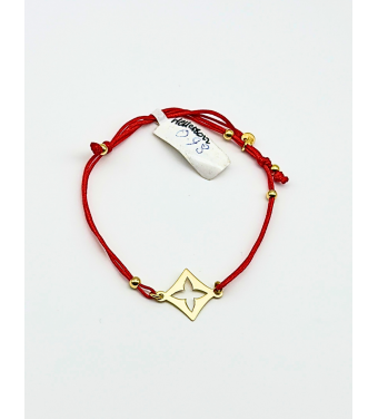 Bransoletka sznurkowa z zawieszką ze złota 585 – regulowana, ręcznie robiona | Auri Złotnik