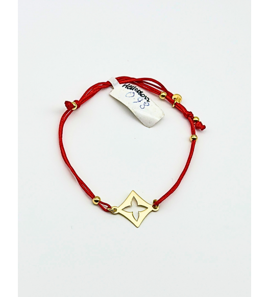 Bransoletka sznurkowa z zawieszką ze złota 585 – regulowana, ręcznie robiona | Auri Złotnik