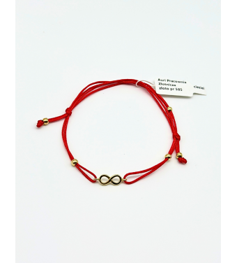 Bransoletka sznurkowa z zawieszką nieskończoność ze złota 585 – regulowana, ręcznie robiona | Auri Złotnik