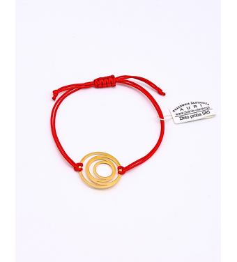 Bransoletka sznurkowa z zawieszką ażurowy listek ze złota 585 – regulowana, ręcznie robiona | Auri Złotnik