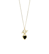 Złota celebrytka z czarnym perłowym sercem, naszyjnik, złoto próby 585, 14k