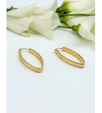 Kolczyki owalne z greckim wzorem, wykonane ze Złota 585 - Klasyka, Nowoczesność i Idealny Prezent