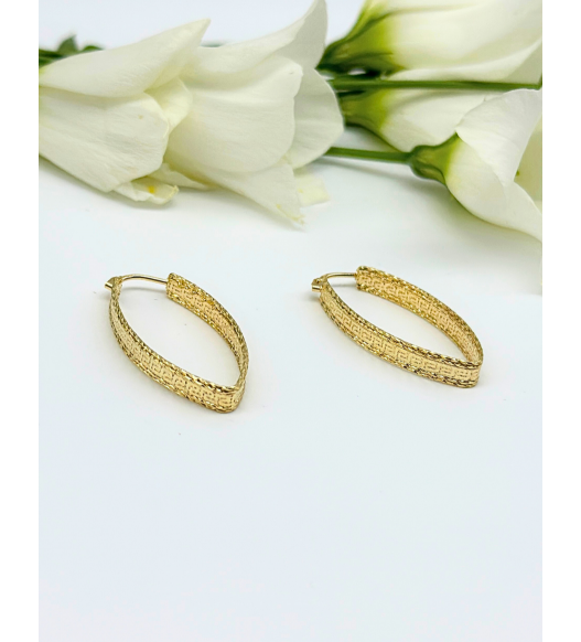 Kolczyki owalne z greckim wzorem, wykonane ze Złota 585 - Klasyka, Nowoczesność i Idealny Prezent
