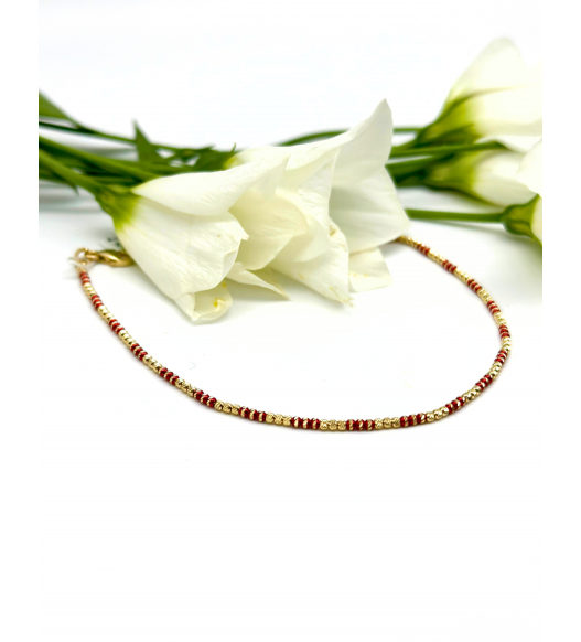 Piękna Złota Bransoletka z koralikami, próba 585 14k