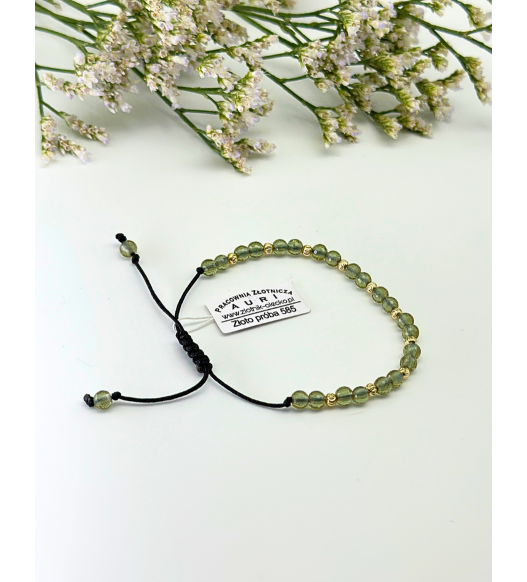 Bransoletka zmieniająca kolor z zultanitem i złotem 585 – regulowana, ręcznie robiona | Auri Złotnik