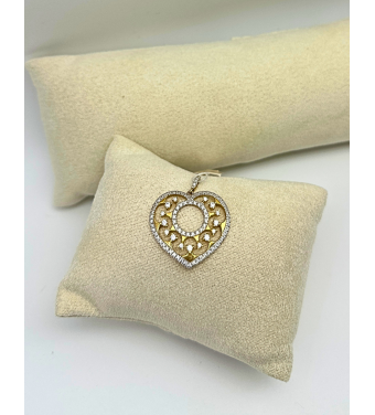 Złota zawieszka, ażurowe serce z cyrkoniami, 585 – Klasyczna biżuteria | Sklep AURI