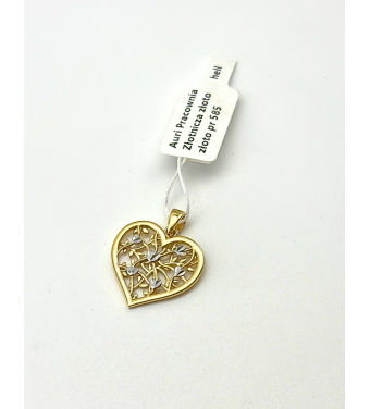 Złota Zawieszka Pięknie Zdobione Serce, 585 – Klasyczna biżuteria | Sklep AURI
