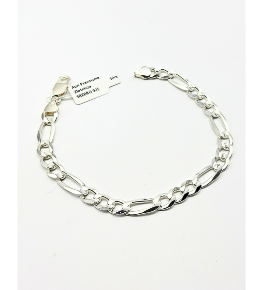 Srebrna męska bransoletka próby 925 - splot FIGARO – styl i ponadczasowa elegancja