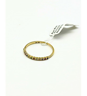 Złoty pierścionek rzędówka 585 z cyrkoniami – klasyczna elegancja | AURI