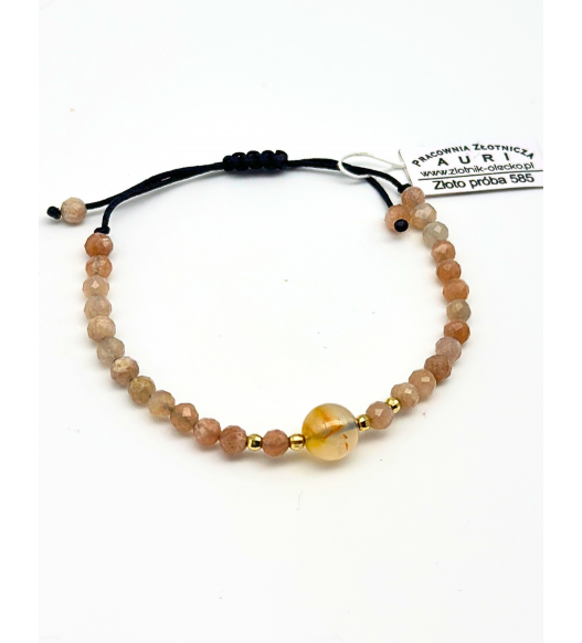 KAMIEŃ SŁONECZNY | Bransoletka z kamieni i złota 585 – elegancja i styl | AURI Pracownia Złotnicza