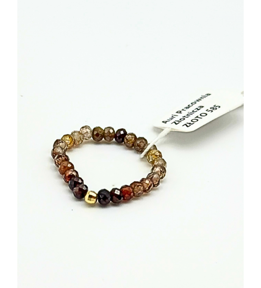 Pierścionek z kamieniami naturalnymi i złotem 585 | Auri Pracownia Złotnicza