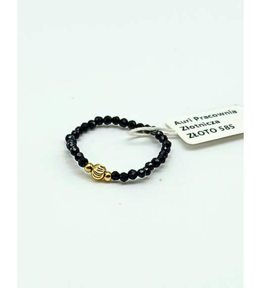 Pierścionek z kamieniami naturalnymi i złotem 585 | Auri Pracownia Złotnicza