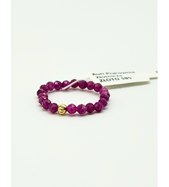 Pierścionek z kamieniami naturalnymi i złotem 585 | Auri Pracownia Złotnicza