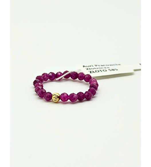 Pierścionek z kamieniami naturalnymi i złotem 585 | Auri Pracownia Złotnicza