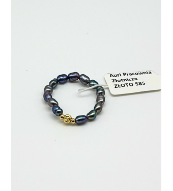 Pierścionek z kamieniami naturalnymi i złotem 585 | Auri Pracownia Złotnicza