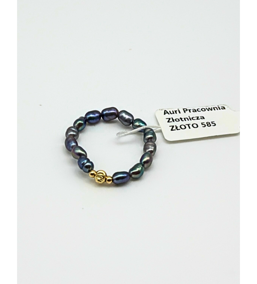 Pierścionek z kamieniami naturalnymi i złotem 585 | Auri Pracownia Złotnicza