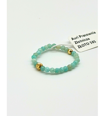 Pierścionek z kamieniami naturalnymi i złotem 585 | Auri Pracownia Złotnicza