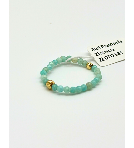 Pierścionek z kamieniami naturalnymi i złotem 585 | Auri Pracownia Złotnicza