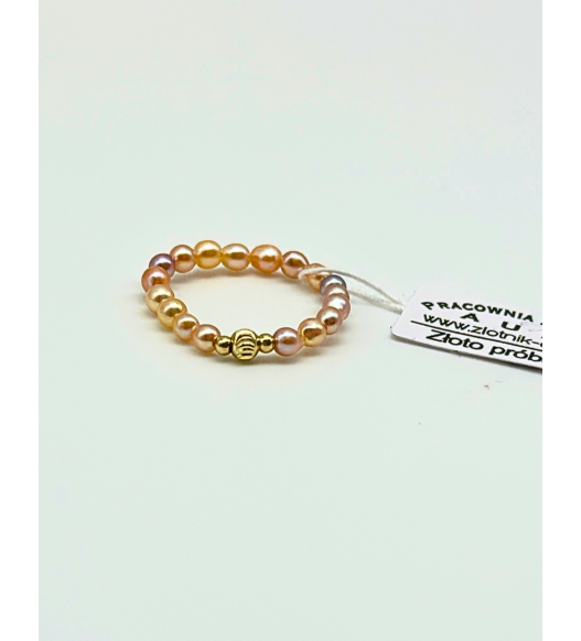 Pierścionek z kamieniami naturalnymi i złotem 585 | Auri Pracownia Złotnicza