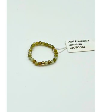 Pierścionek z kamieniami naturalnymi i złotem 585 | Auri Pracownia Złotnicza