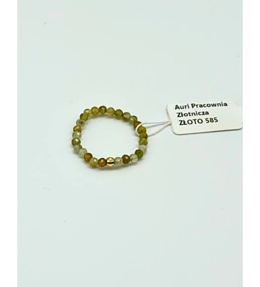 Pierścionek z kamieniami naturalnymi i złotem 585 | Auri Pracownia Złotnicza