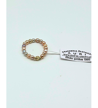 Pierścionek z kamieniami naturalnymi i złotem 585 | Auri Pracownia Złotnicza