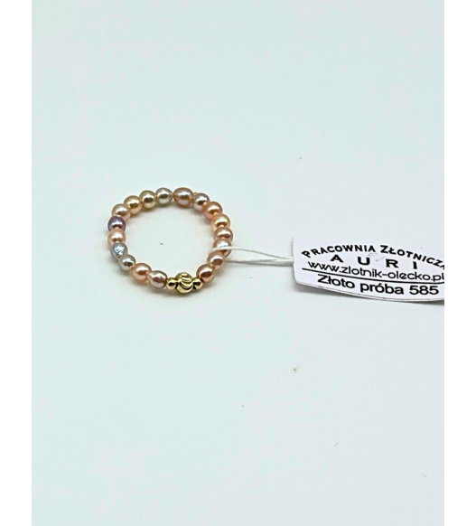 Pierścionek z kamieniami naturalnymi i złotem 585 | Auri Pracownia Złotnicza