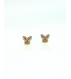Delikatne kolczyki sztyfty w kształcie motylków z cyrkoniami wykonane ze Złota 585 - Klasyka, Idealny Prezent