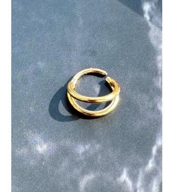 Kolczyki do piercingu tytanowe - podwójny ring – idealne do pierwszego przekłucia | AURI