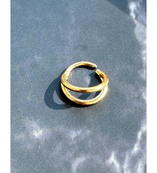 Kolczyki do piercingu tytanowe - podwójny ring – idealne do pierwszego przekłucia | AURI