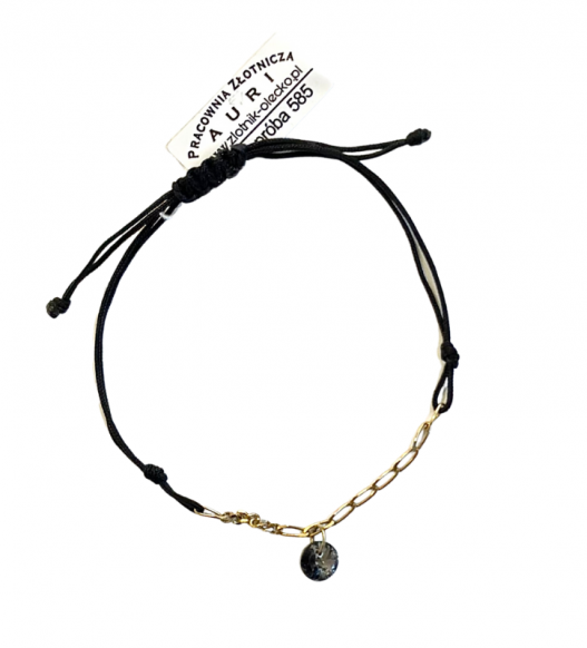 Złota bransoletka sznurkowa oczko