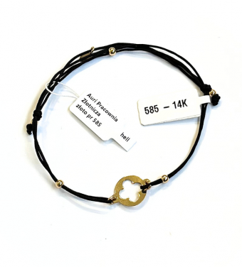 Złota bransoletka sznurkowa kwiat 14k