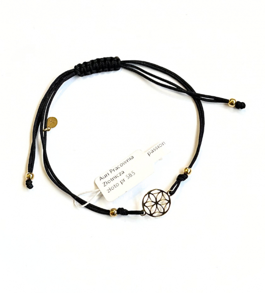 Edytuj: Złota bransoletka sznurkowa mandala 14k