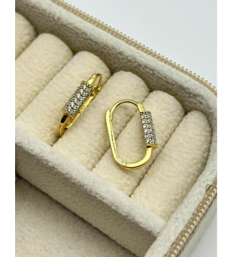 Złote kolczyki z kuleczkami i białymi cyrkoniami wykonane ze złota 585 – biżuteria ślubna | AURI Pracownia Złotnicza