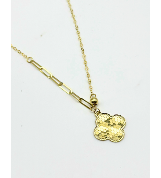 Piękny naszyjnik z sercem i kuleczkami, próba 585 14k, AURI