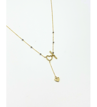 Piękny naszyjnik z podwójnym sercem, próba 585 14k, AURI