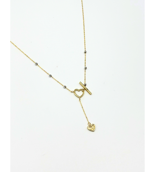 Piękny naszyjnik z podwójnym sercem, próba 585 14k, AURI