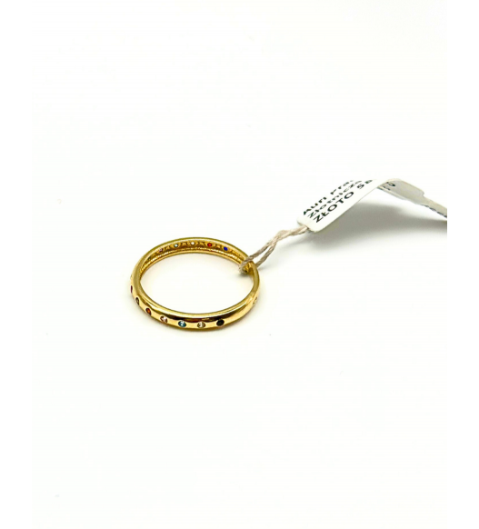 Złoty pierścionek 585 z kolorowymi cyrkoniami – klasyczna elegancja | AURI