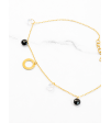 Elegancka Złota Bransoletka z koralikami black&white, złoto 585, klasyka AURI