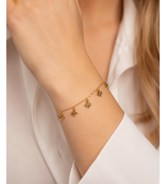 Elegancka Złota Bransoletka z zawieszkami, złoto 585, klasyka AURI