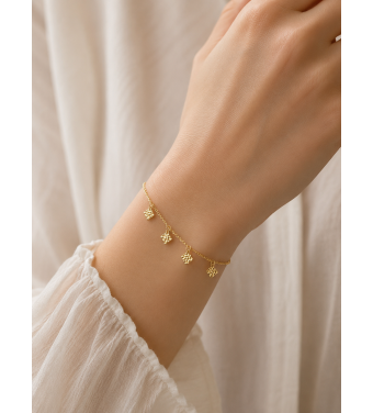Elegancka Złota Bransoletka z zawieszkami, złoto 585, klasyka AURI
