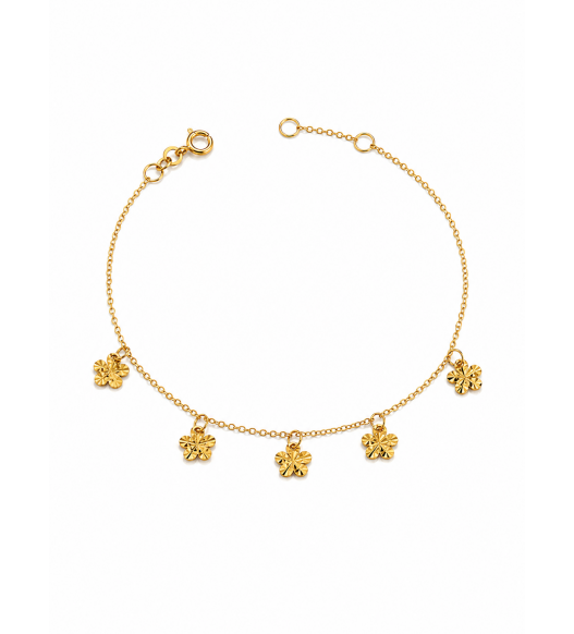 Elegancka Złota Bransoletka z zawieszkami, złoto 585, klasyka AURI