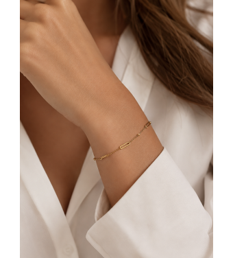 Elegancka Złota Bransoletka geometryczna, złoto 585, klasyka AURI