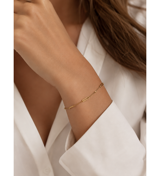 Elegancka Złota Bransoletka geometryczna, złoto 585, klasyka AURI