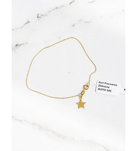 STAR - Elegancka Złota Bransoletka z gwiazdką, złoto 585, klasyka AURI