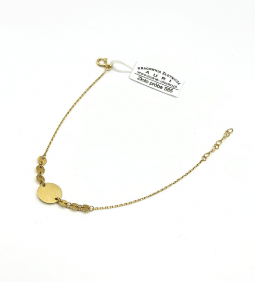 Złota bransoletka, regulowana, próba 585 14k