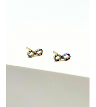 Kolczyki złote klasyczne nieskończoność cyrkonie - próba 585